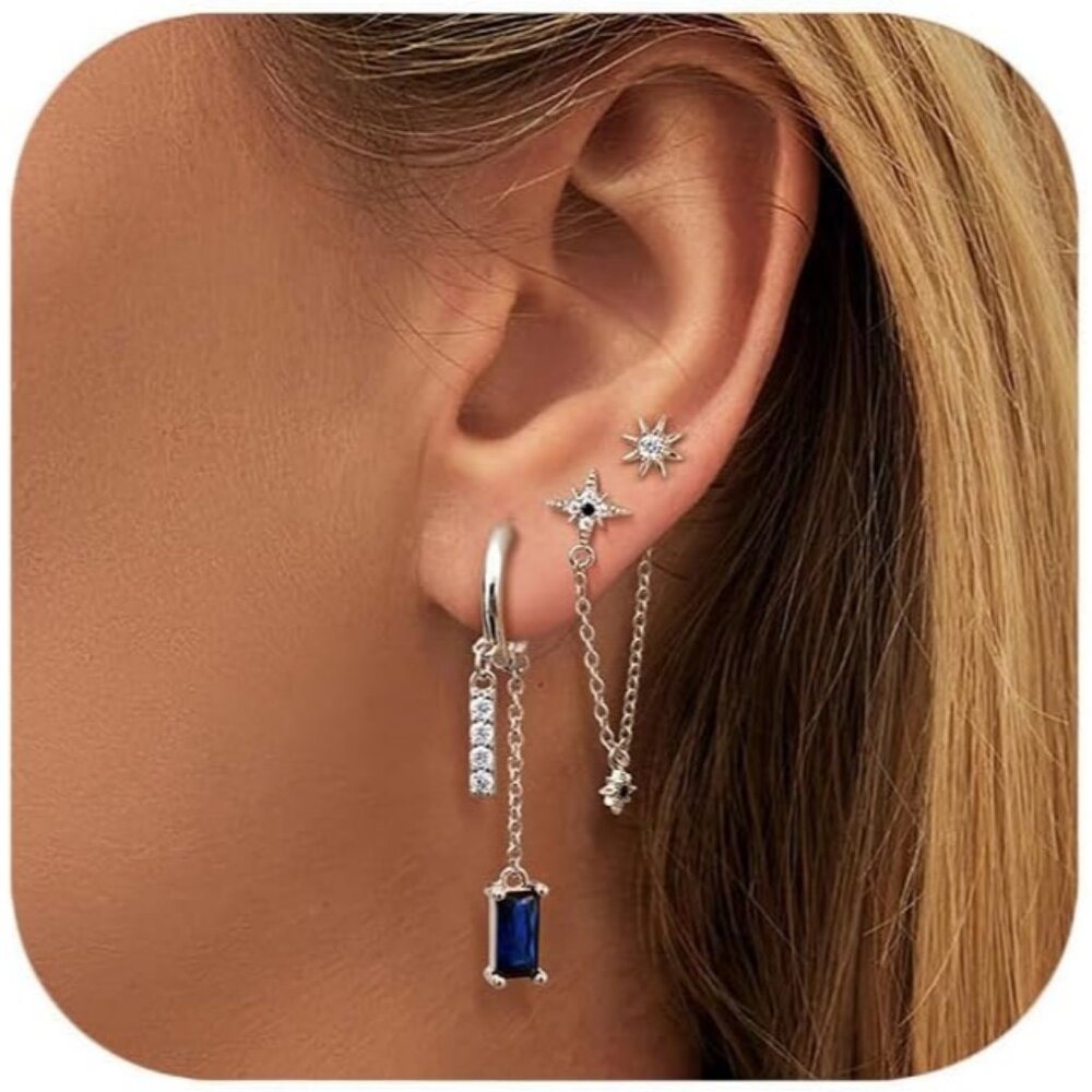 Sterling Silver Earring Sets For Multiple Piercin… - image 1